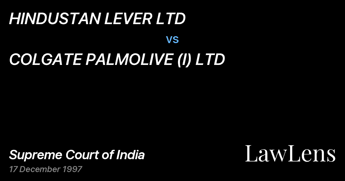 Preview image for HINDUSTAN LEVER LTD vs. COLGATE PALMOLIVE (I) LTD