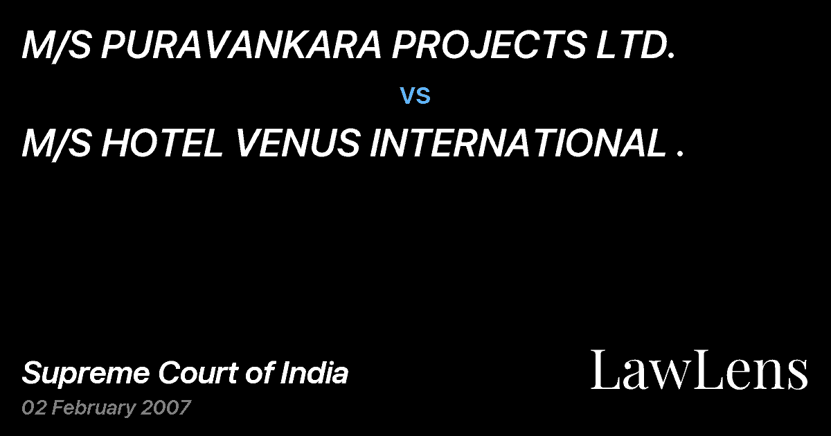 Preview image for M/S PURAVANKARA PROJECTS LTD. vs. M/S HOTEL VENUS INTERNATIONAL .