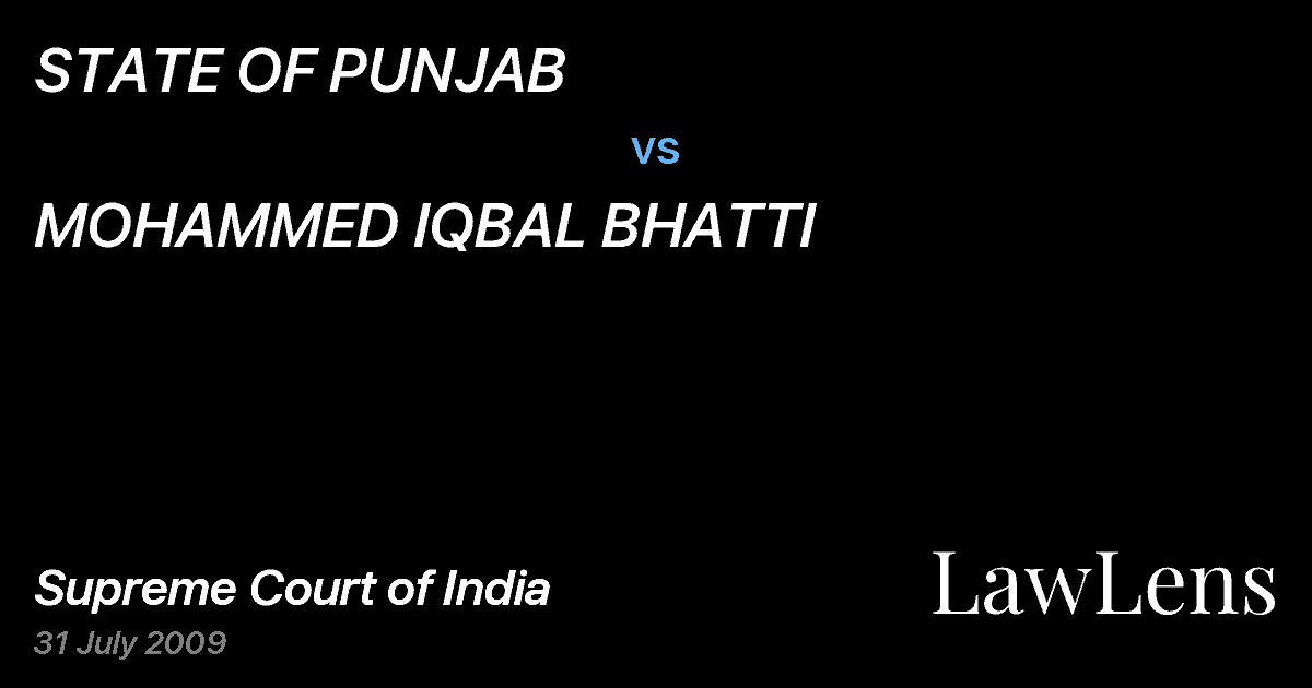 Preview image for STATE OF PUNJAB vs. MOHAMMED IQBAL BHATTI