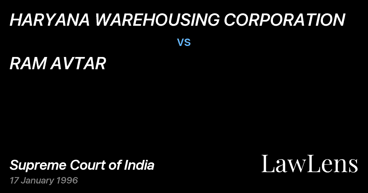 Preview image for HARYANA WAREHOUSING CORPORATION vs. RAM AVTAR