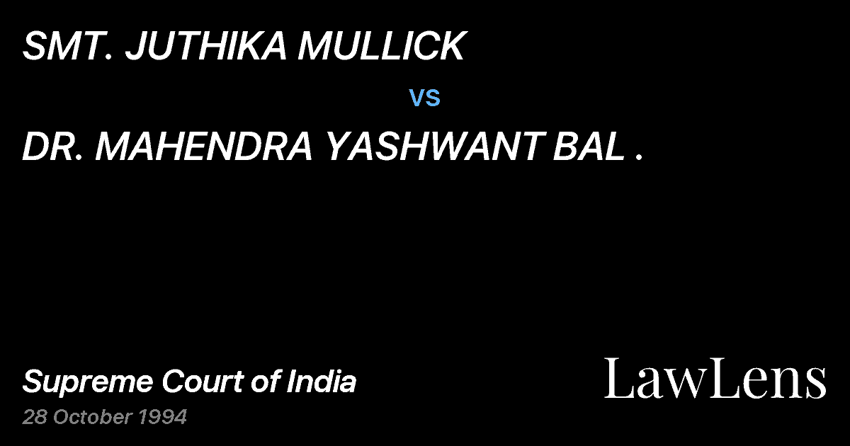 Preview image for SMT. JUTHIKA MULLICK vs. DR. MAHENDRA YASHWANT BAL .