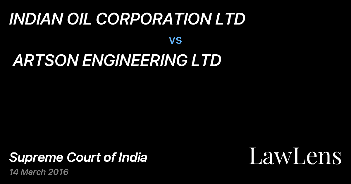 Preview image for INDIAN OIL CORPORATION LTD  vs.  ARTSON ENGINEERING LTD