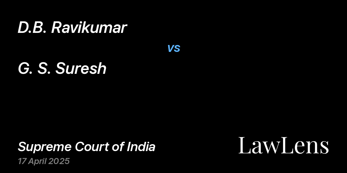 Preview image for D.B. Ravikumar vs. G. S. Suresh