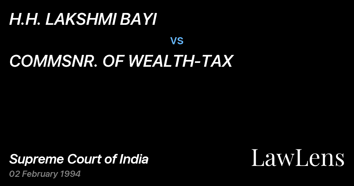 Preview image for H.H. LAKSHMI BAYI vs. COMMSNR. OF WEALTH-TAX