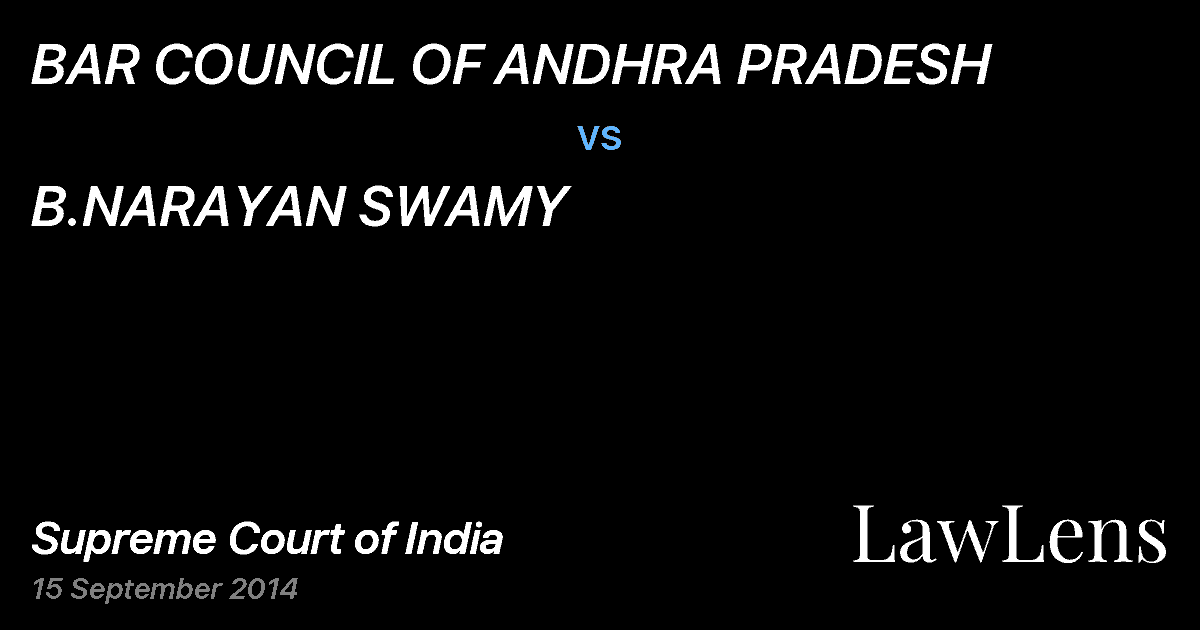 Preview image for BAR COUNCIL OF ANDHRA PRADESH vs. B.NARAYAN SWAMY