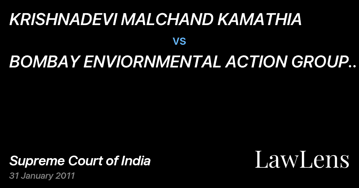 Preview image for KRISHNADEVI MALCHAND KAMATHIA vs. BOMBAY ENVIORNMENTAL ACTION GROUP..