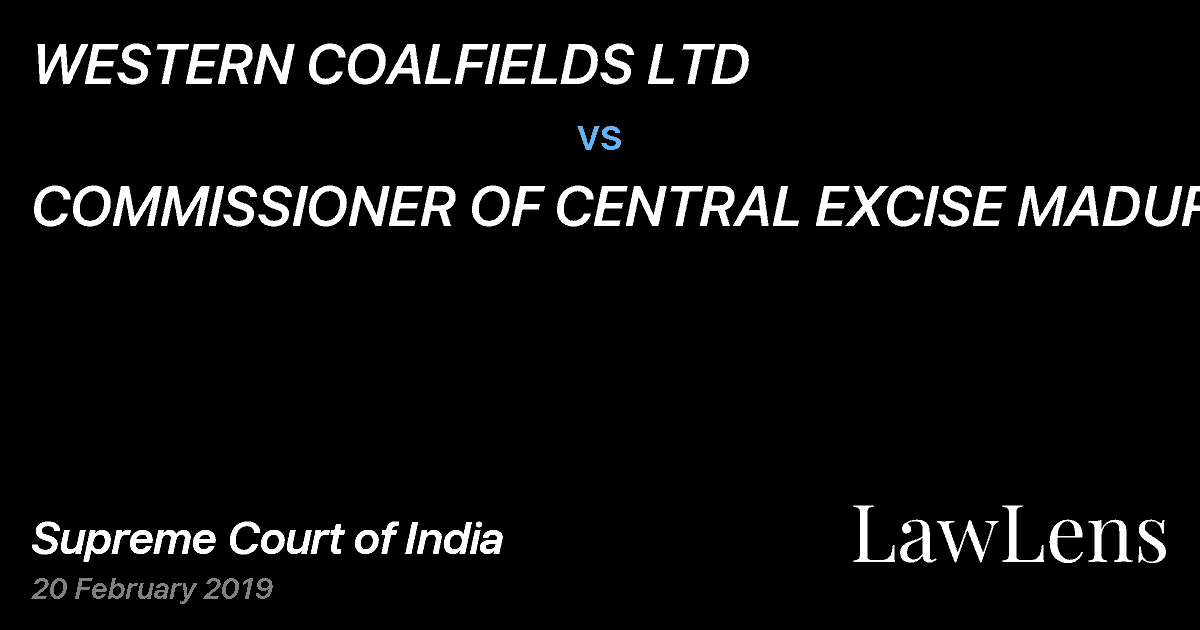 Preview image for WESTERN COALFIELDS LTD vs. COMMISSIONER OF CENTRAL EXCISE MADURAI
