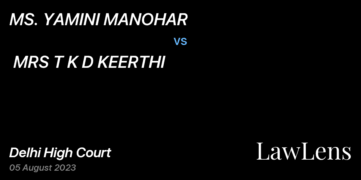 Preview image for MS. YAMINI MANOHAR  vs.  MRS T K D KEERTHI