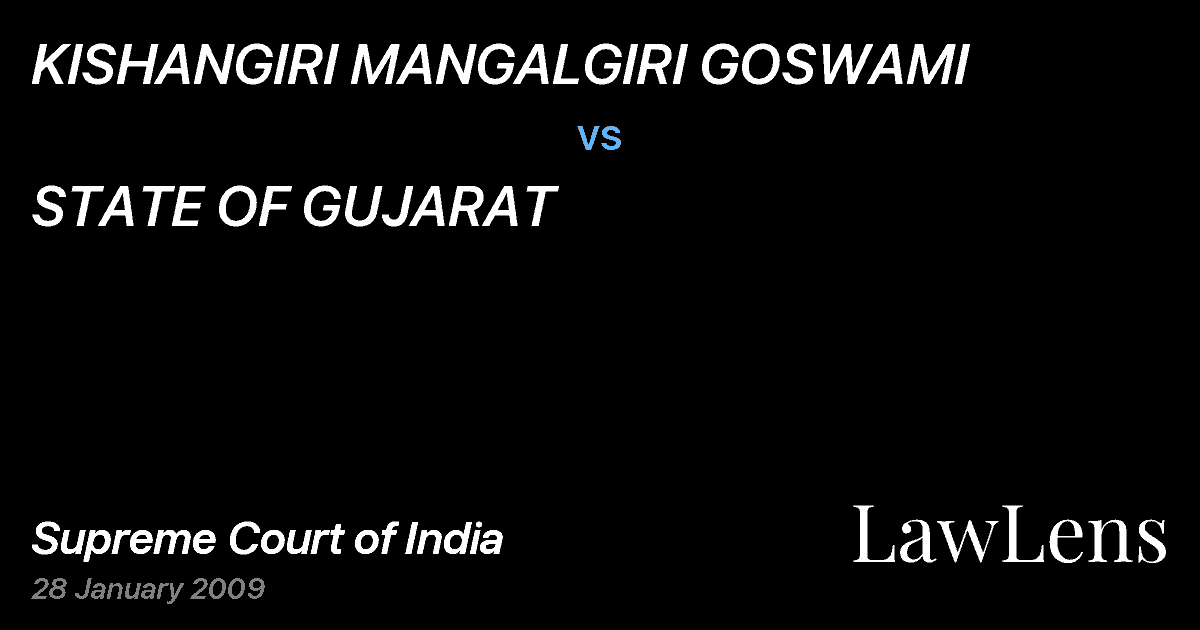Preview image for KISHANGIRI MANGALGIRI GOSWAMI vs. STATE OF GUJARAT