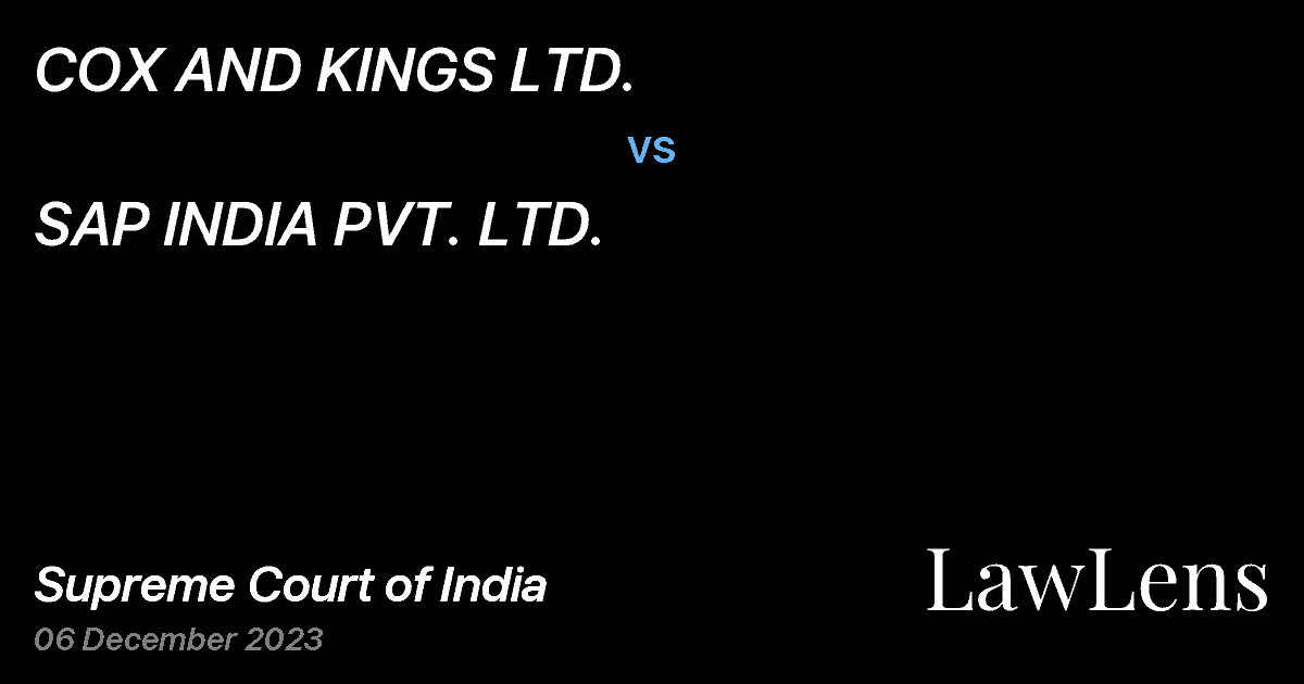 Preview image for COX AND KINGS LTD. vs. SAP INDIA PVT. LTD.