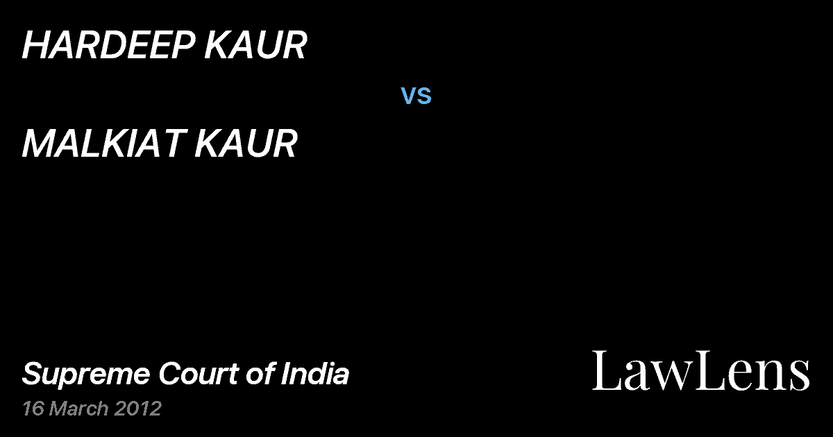 Preview image for HARDEEP KAUR vs. MALKIAT KAUR