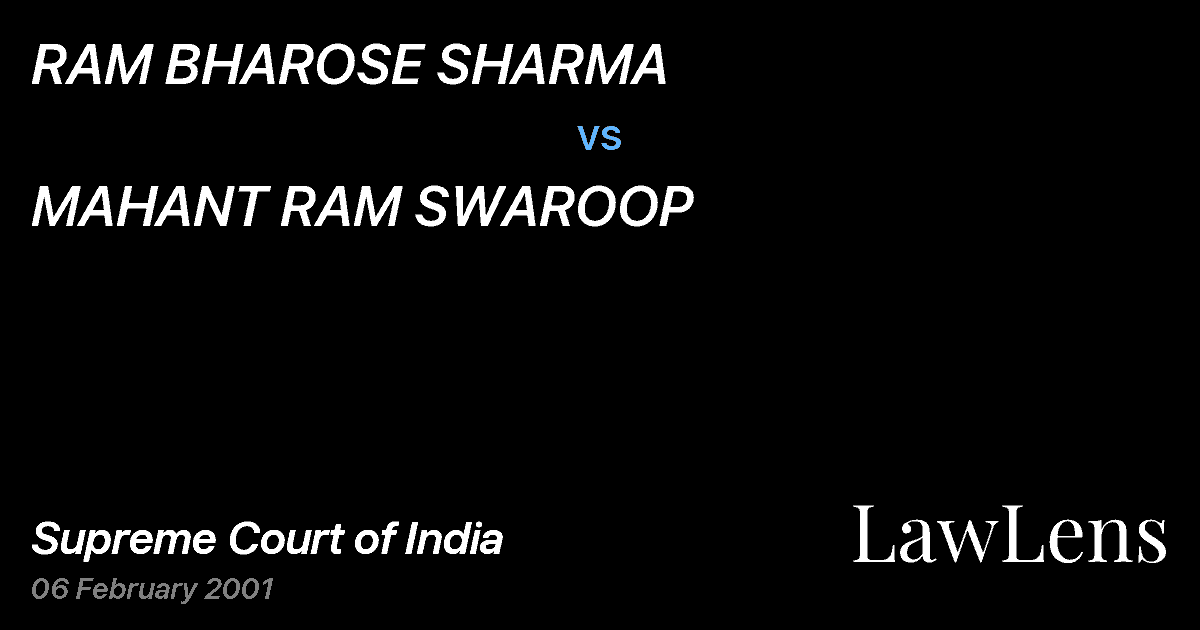 Preview image for RAM BHAROSE SHARMA vs. MAHANT RAM SWAROOP