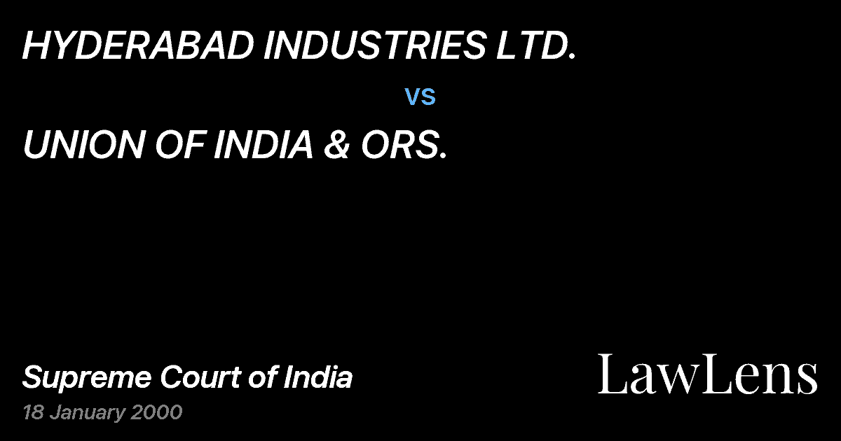 Preview image for HYDERABAD INDUSTRIES LTD. vs. UNION OF INDIA & ORS.