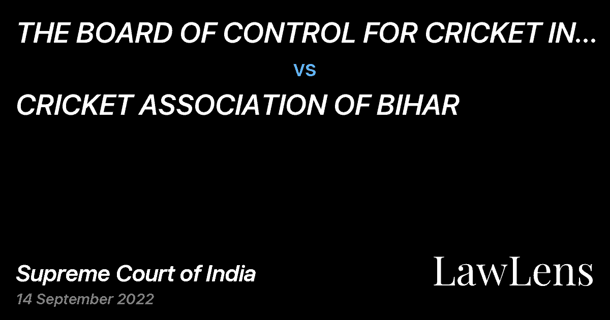 Preview image for THE BOARD OF CONTROL FOR CRICKET IN INDIA vs. CRICKET ASSOCIATION OF BIHAR