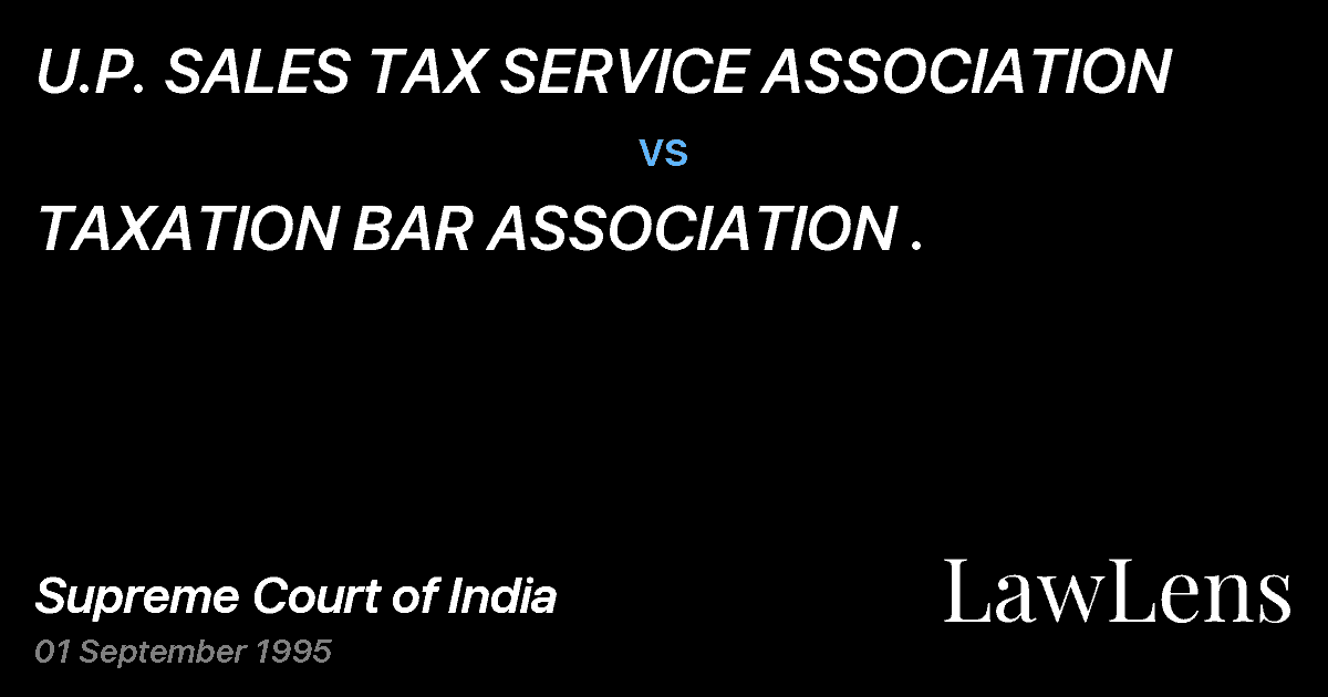 Preview image for U.P. SALES TAX SERVICE ASSOCIATION vs. TAXATION BAR ASSOCIATION .