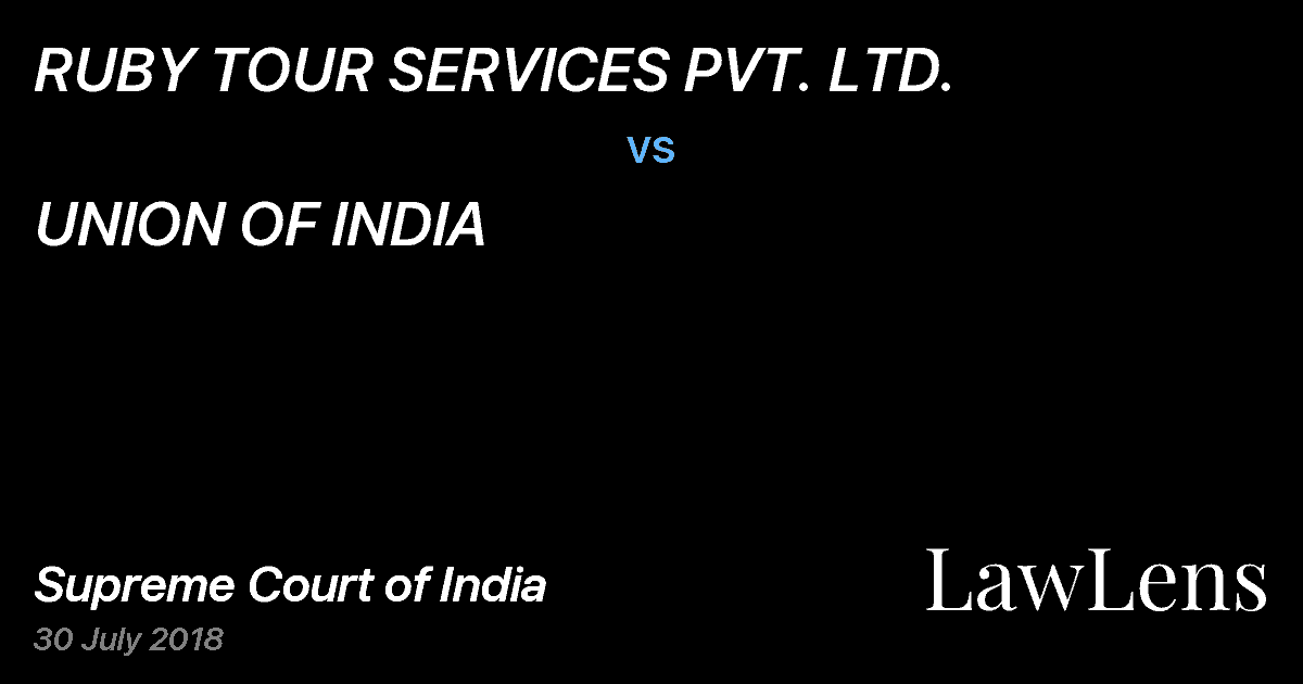 Preview image for RUBY TOUR SERVICES PVT. LTD. vs. UNION OF INDIA