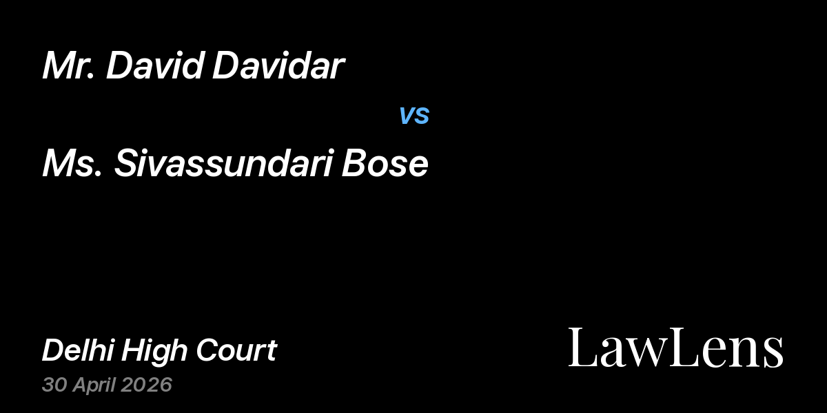 Preview image for Mr. David Davidar vs. Ms. Sivassundari Bose