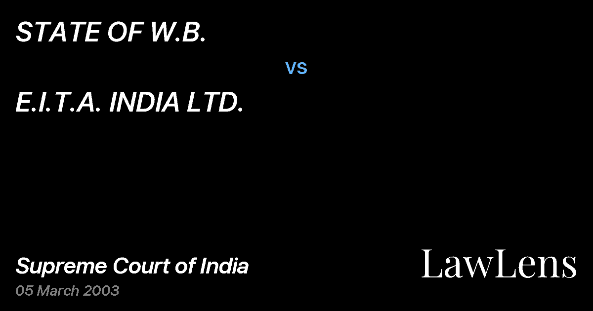 Preview image for STATE OF W.B. vs. E.I.T.A. INDIA LTD.