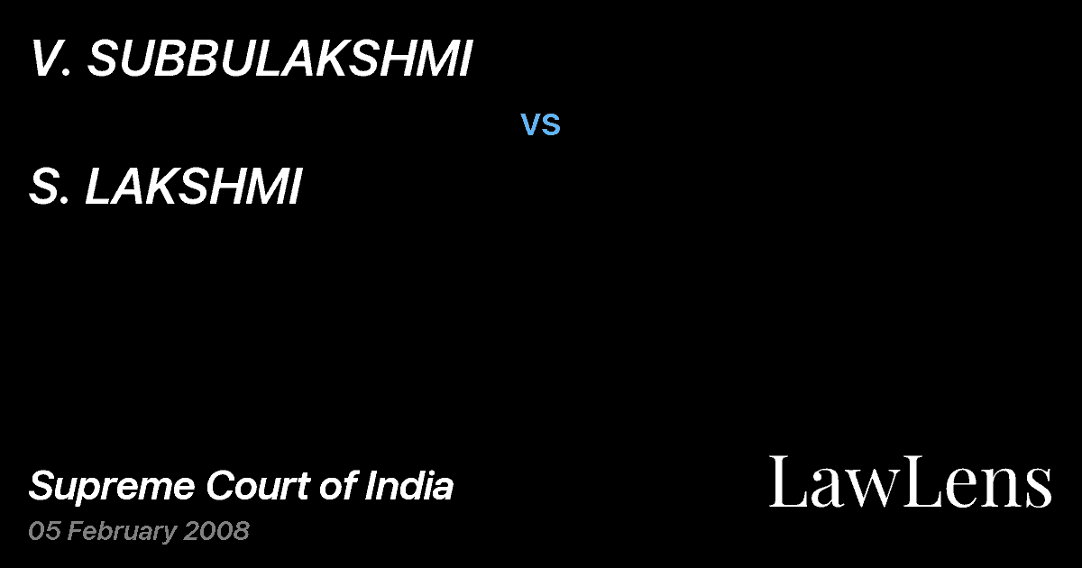 Preview image for V. SUBBULAKSHMI vs. S. LAKSHMI