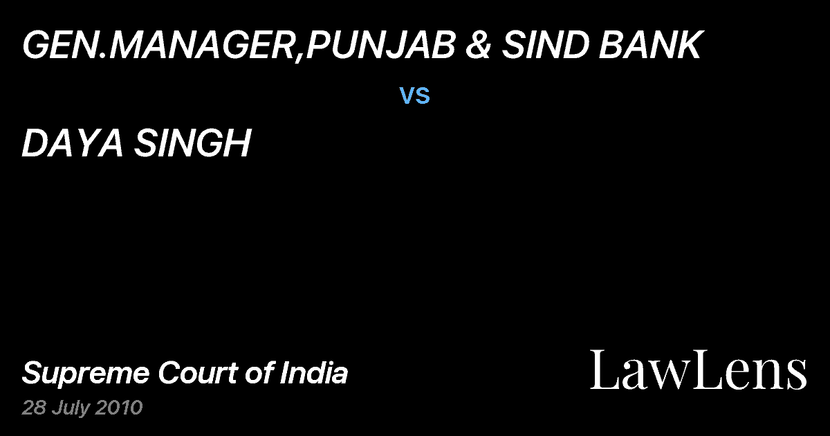 Preview image for GEN.MANAGER,PUNJAB & SIND BANK vs. DAYA SINGH