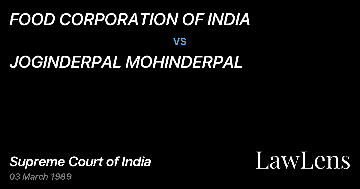 Preview image for FOOD CORPORATION OF INDIA vs. JOGINDERPAL MOHINDERPAL