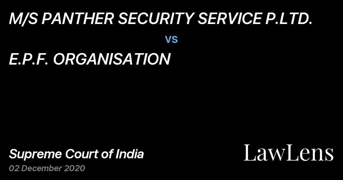 Preview image for M/S PANTHER SECURITY SERVICE P.LTD. vs. E.P.F. ORGANISATION