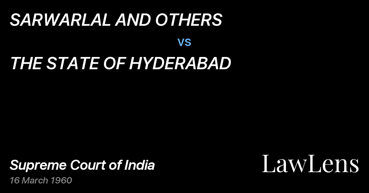 Preview image for SARWARLAL AND OTHERS vs. THE STATE OF HYDERABAD