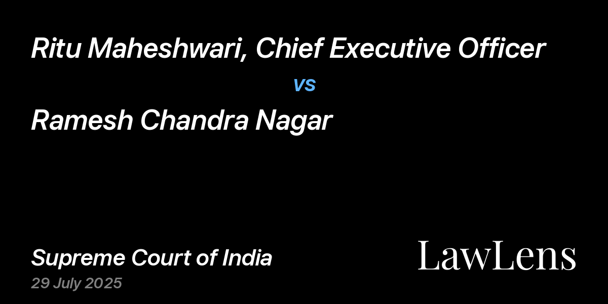 Preview image for Ritu Maheshwari, Chief Executive Officer vs. Ramesh Chandra Nagar