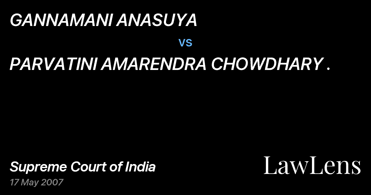 Preview image for GANNAMANI ANASUYA vs. PARVATINI AMARENDRA CHOWDHARY .