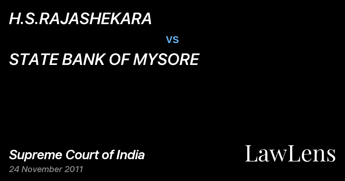 Preview image for H.S.RAJASHEKARA vs. STATE BANK OF MYSORE