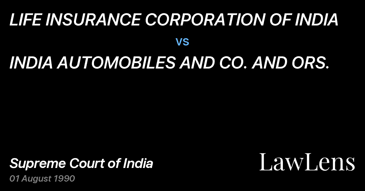 Preview image for LIFE INSURANCE CORPORATION OF INDIA vs. INDIA AUTOMOBILES AND CO. AND ORS.