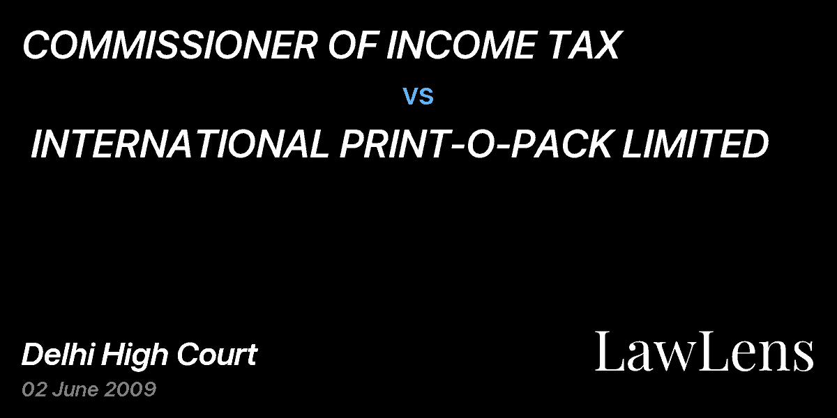Preview image for COMMISSIONER OF INCOME TAX  vs.  INTERNATIONAL PRINT-O-PACK LIMITED