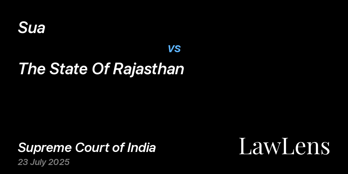 Preview image for Sua vs. The State Of Rajasthan