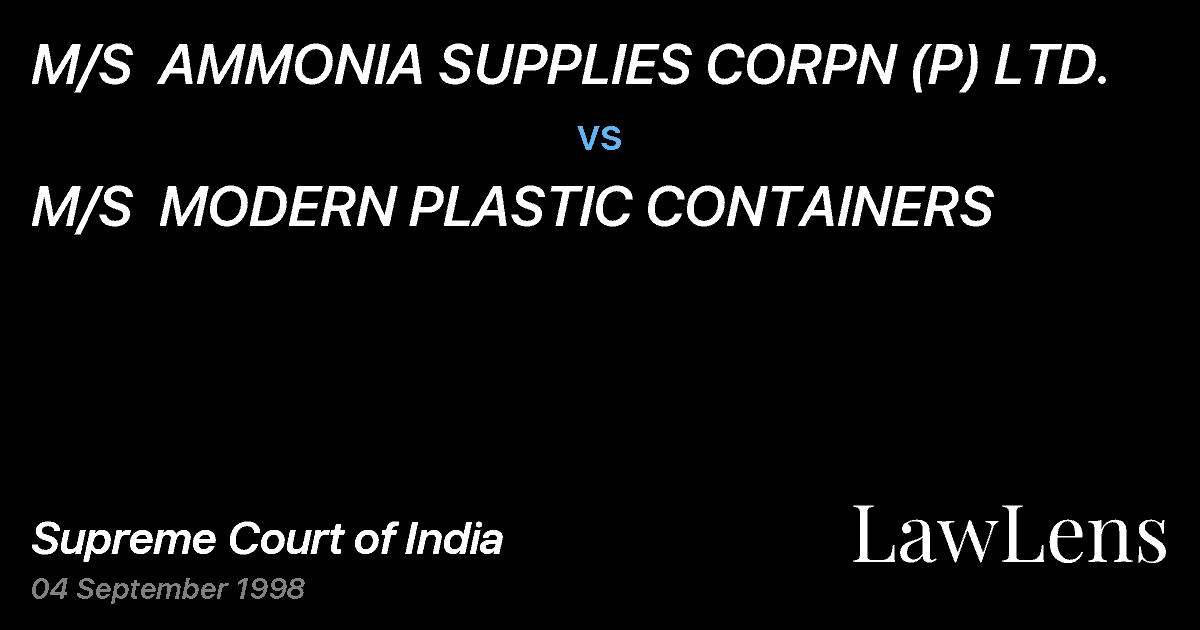 Preview image for M/S  AMMONIA SUPPLIES CORPN (P) LTD. vs. M/S  MODERN PLASTIC CONTAINERS