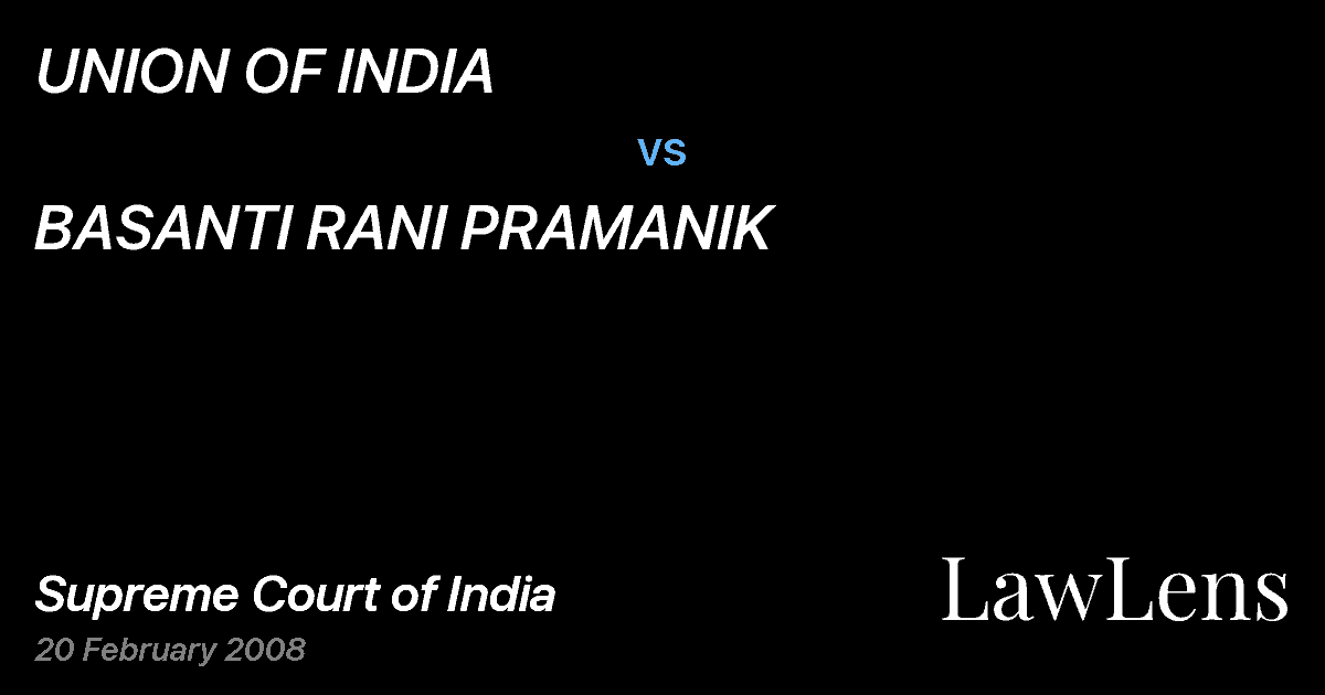 Preview image for UNION OF INDIA vs. BASANTI RANI PRAMANIK