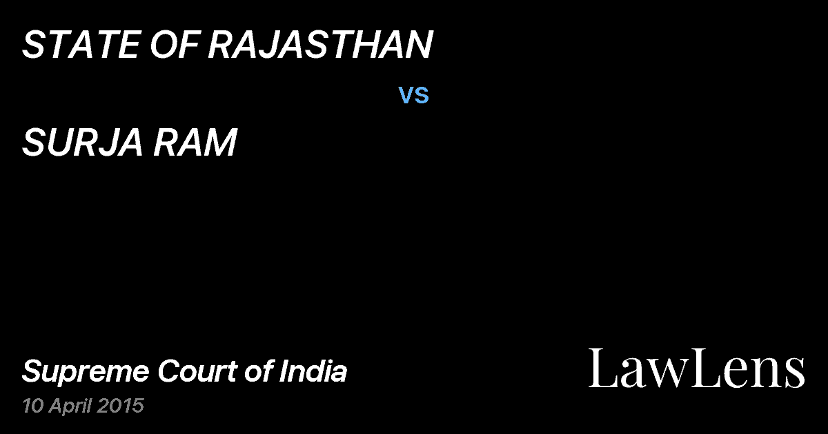 Preview image for STATE OF RAJASTHAN vs. SURJA RAM