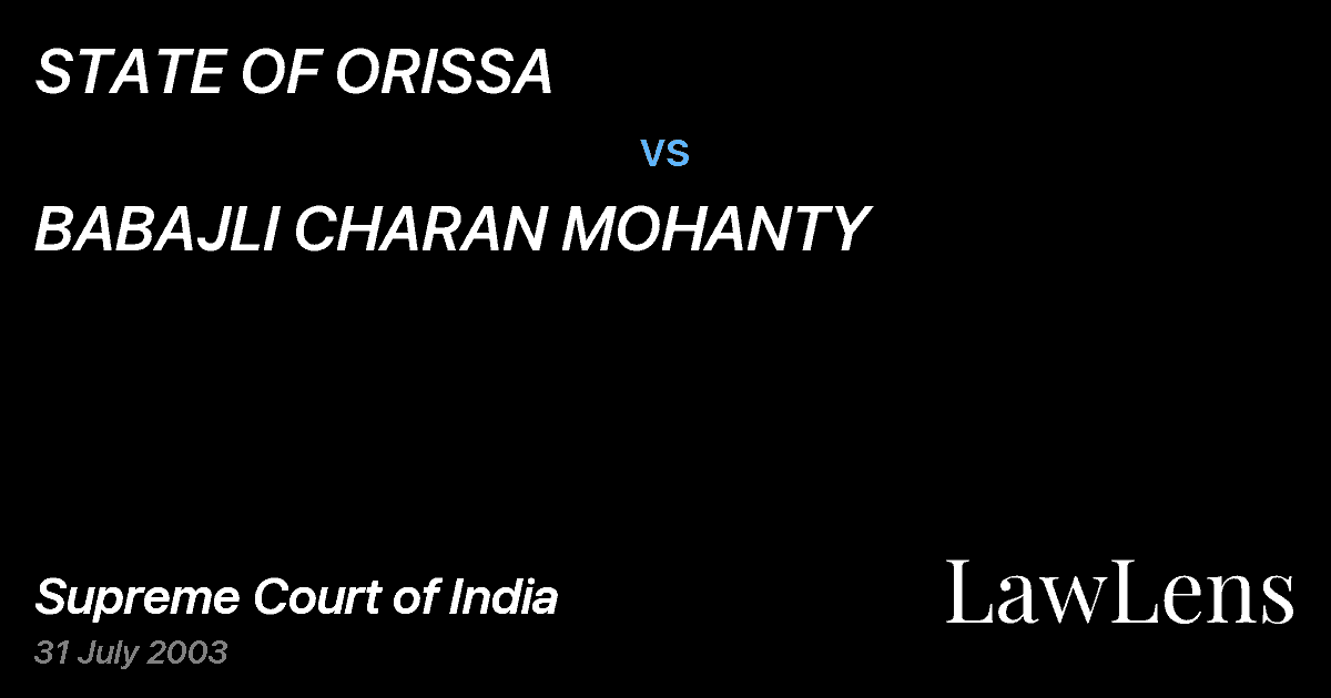 Preview image for STATE OF ORISSA vs. BABAJLI CHARAN MOHANTY