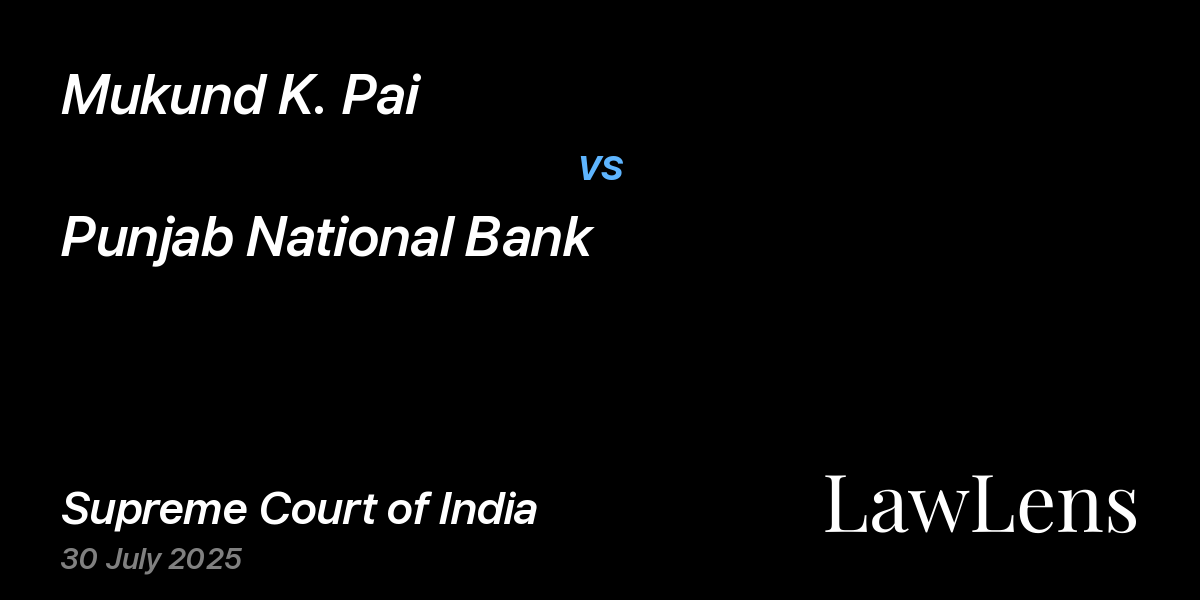 Preview image for MUKUND K. PAI vs. PUNJAB NATIONAL BANK