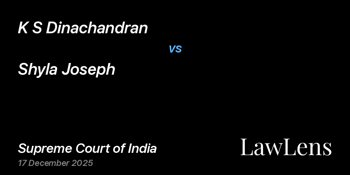 Preview image for K S Dinachandran vs. Shyla Joseph