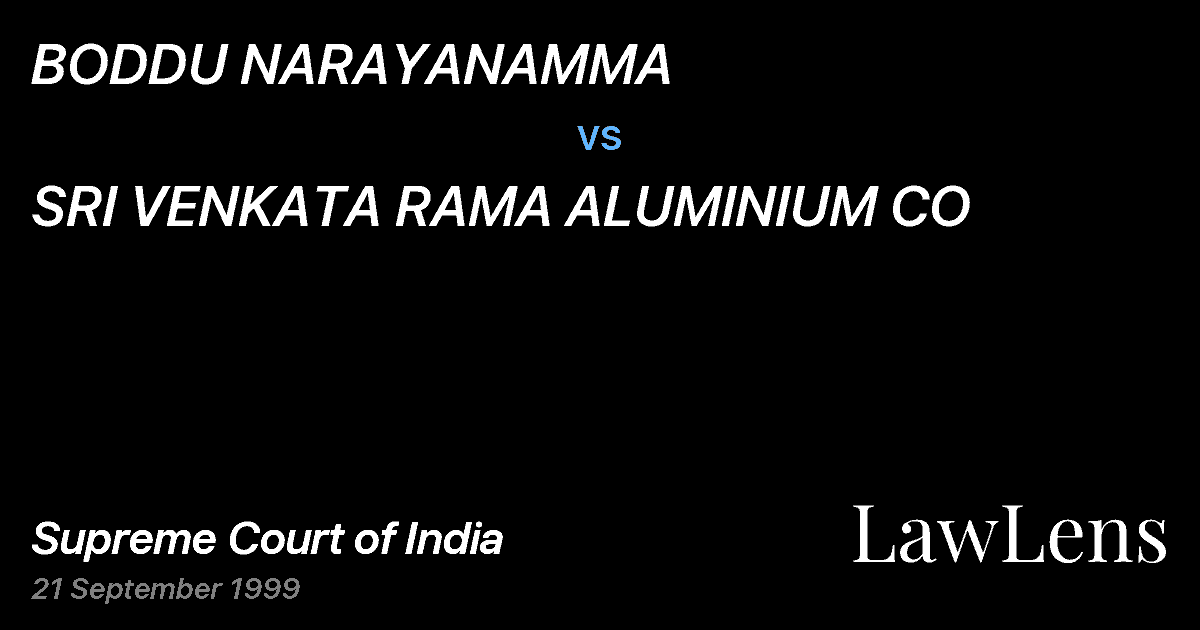 Preview image for BODDU NARAYANAMMA vs. SRI VENKATA RAMA ALUMINIUM CO