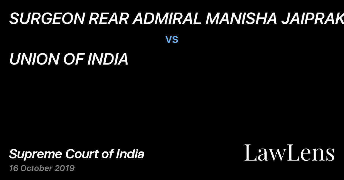 Preview image for SURGEON REAR ADMIRAL MANISHA JAIPRAKASH vs. UNION OF INDIA