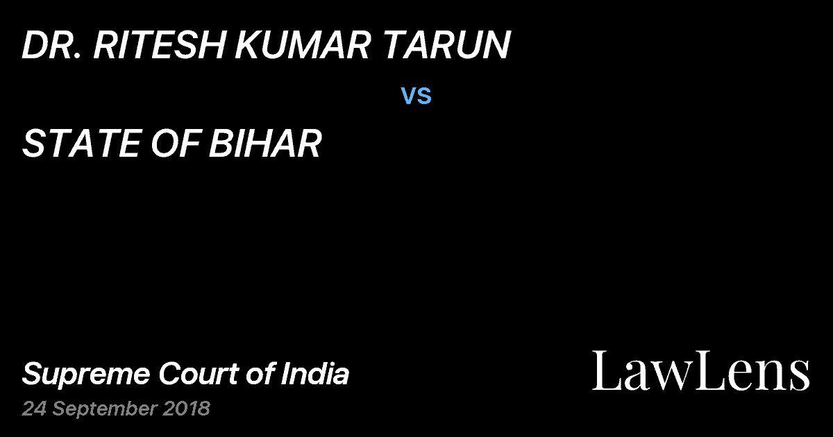 Preview image for DR. RITESH KUMAR TARUN vs. STATE OF BIHAR