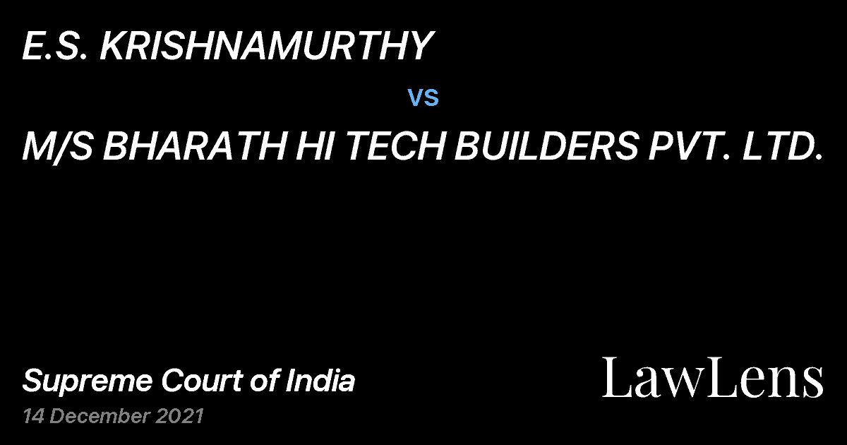 Preview image for E.S. KRISHNAMURTHY vs. M/S BHARATH HI TECH BUILDERS PVT. LTD.