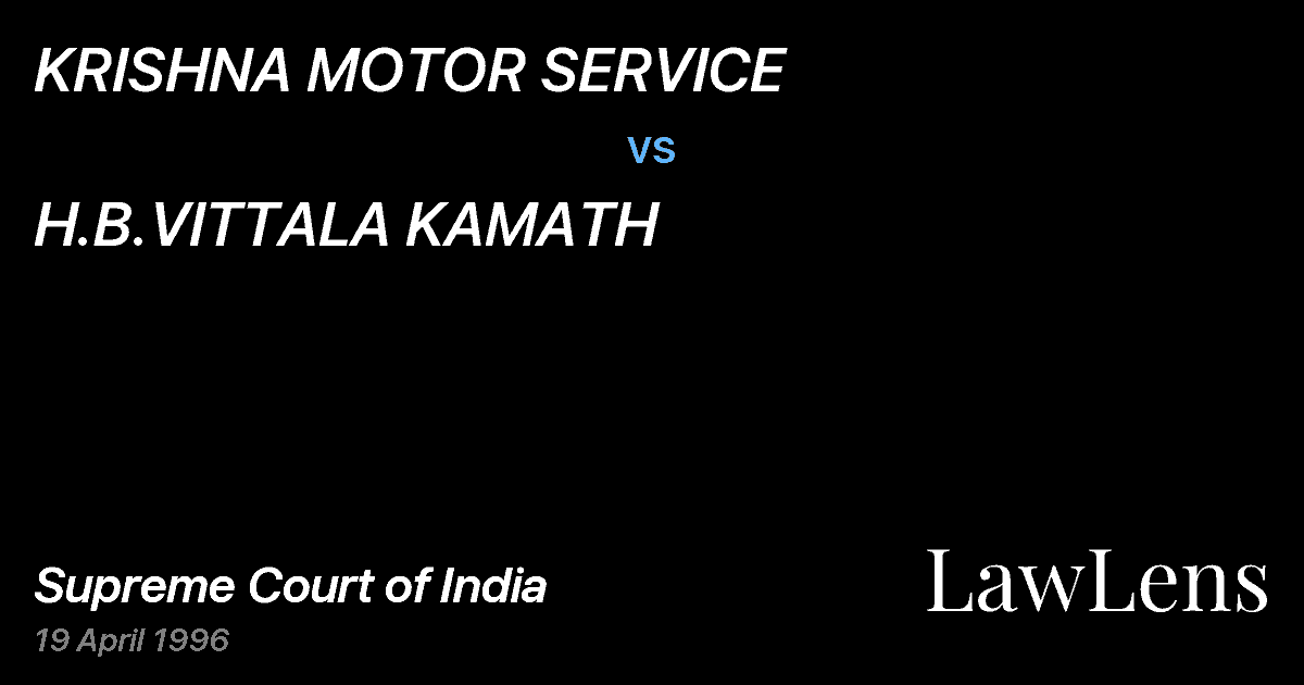 Preview image for KRISHNA MOTOR SERVICE vs. H.B.VITTALA KAMATH