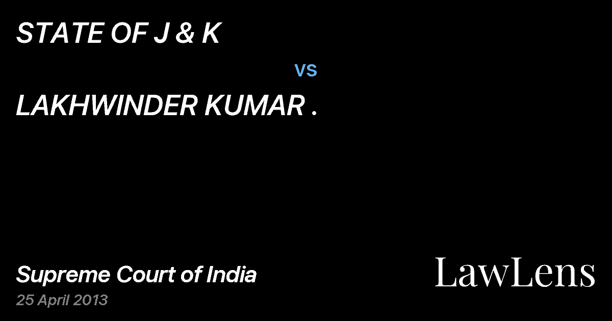 Preview image for STATE OF J & K vs. LAKHWINDER KUMAR .