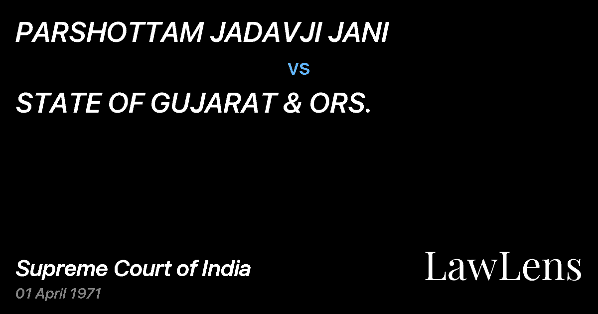 Preview image for PARSHOTTAM JADAVJI JANI vs. STATE OF GUJARAT & ORS.