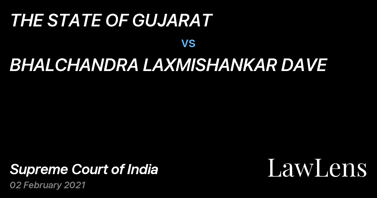 Preview image for THE STATE OF GUJARAT vs. BHALCHANDRA LAXMISHANKAR DAVE