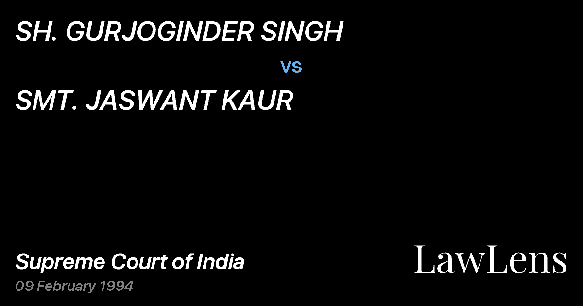 Preview image for SH. GURJOGINDER SINGH vs. SMT. JASWANT KAUR
