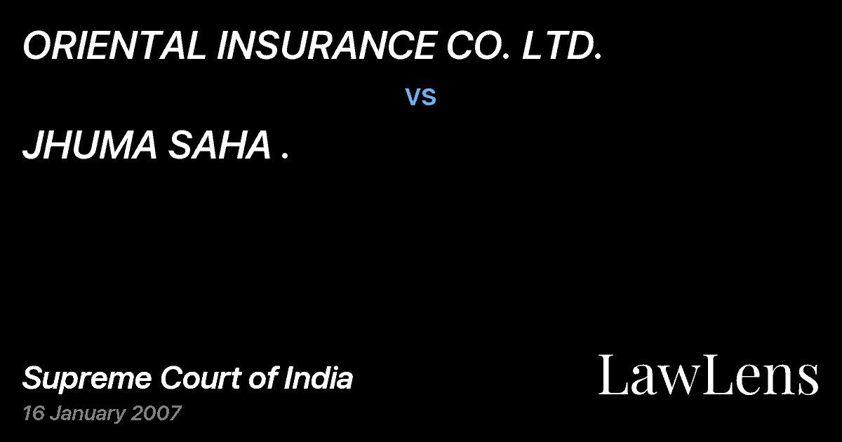 Preview image for ORIENTAL INSURANCE CO. LTD. vs. JHUMA SAHA .