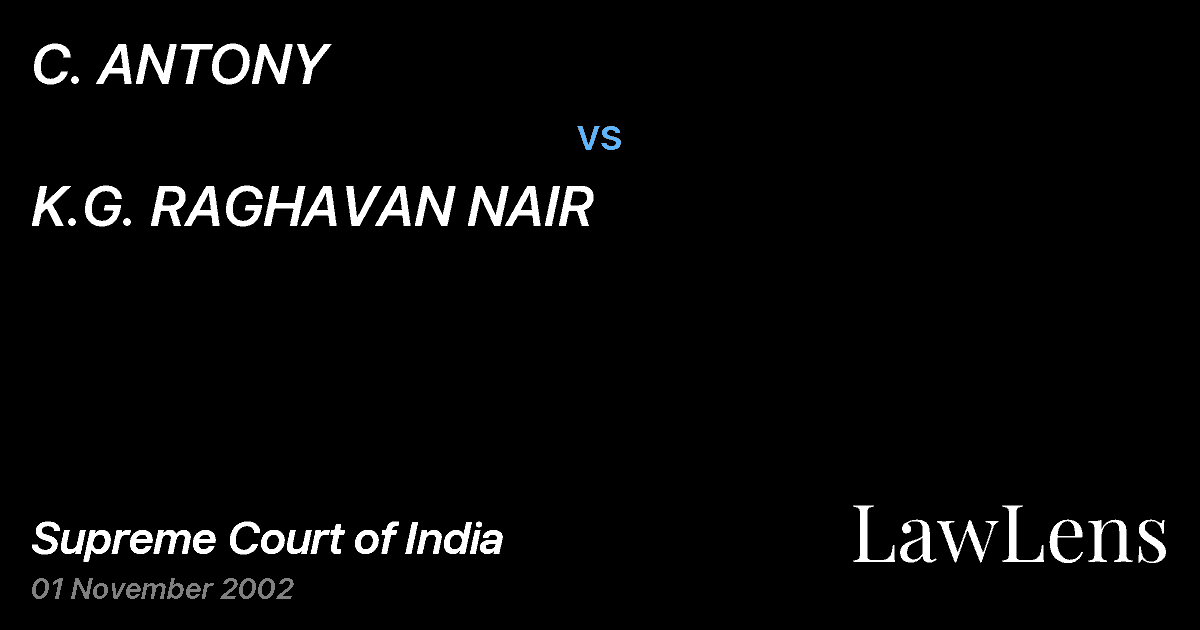 Preview image for C. ANTONY vs. K.G. RAGHAVAN NAIR